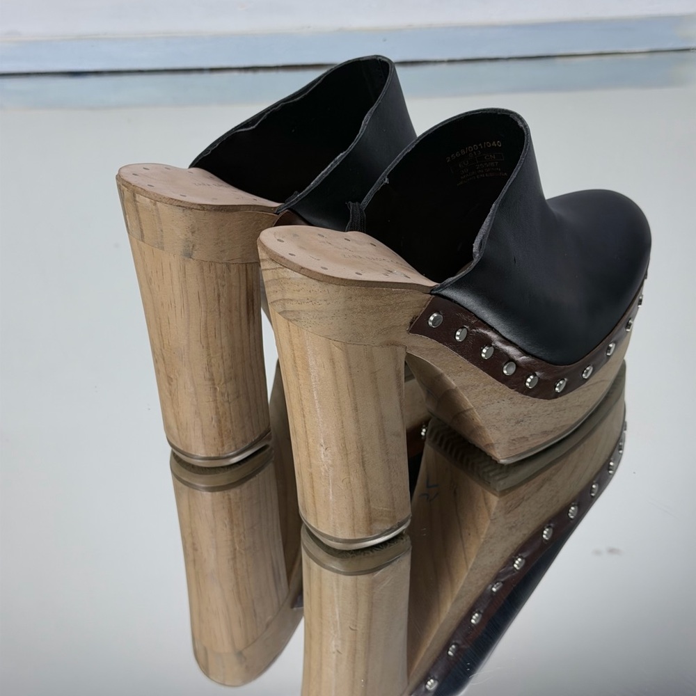Zara Platform Leather Studded Clogs woman’s in size 39 (8, 8.5 US ) - Picture 3 of 8